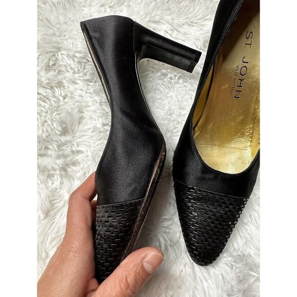 St. John Made In Italy 3" Heels‎ Pointed Toes Gold Insoles Leather Sparkle Sz 7 - Picture 7 of 11